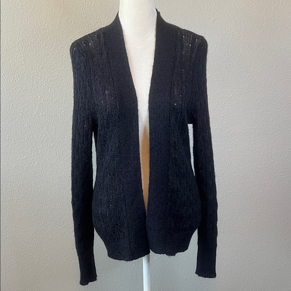 Banana Republic Metallic Mohair Blend Open Front Cardigan Blue Size Medium